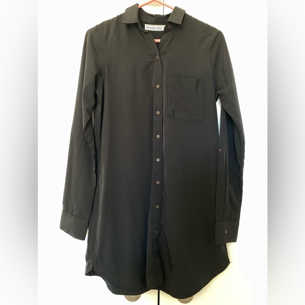 Abercrombie & Fitch satin black shirt dress